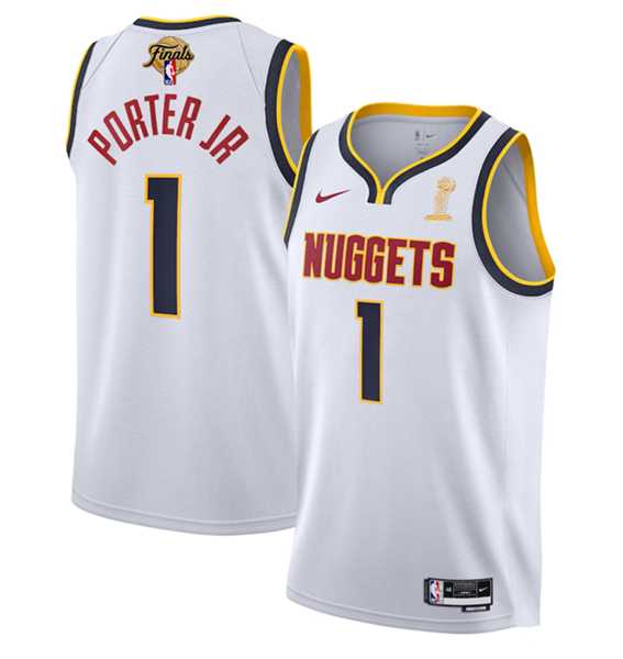 Mens Denver Nuggets #1 Michael Porter Jr. White 2023 Finals Association Edition Stitched Basketball Jersey->denver nuggets->NBA Jersey